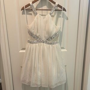 City Triangles White Rhinestone Mini Dress Size 7 Bachelorette Party